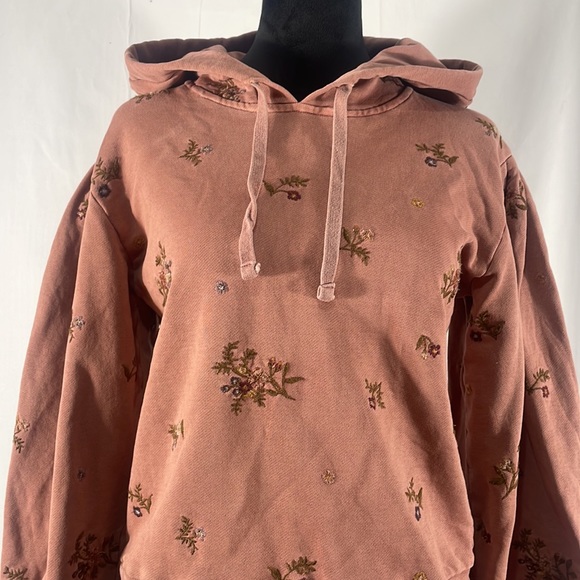 Anthropology Driftwood,Sweatshirt, Hoodie,distressed,floral,Rose,Burgundy,S - Picture 3 of 11
